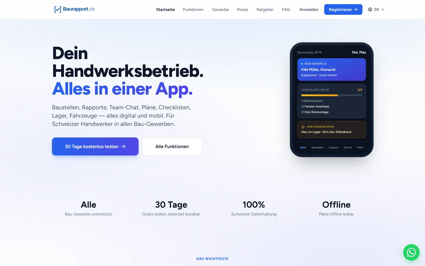 baurapport.ch on screen