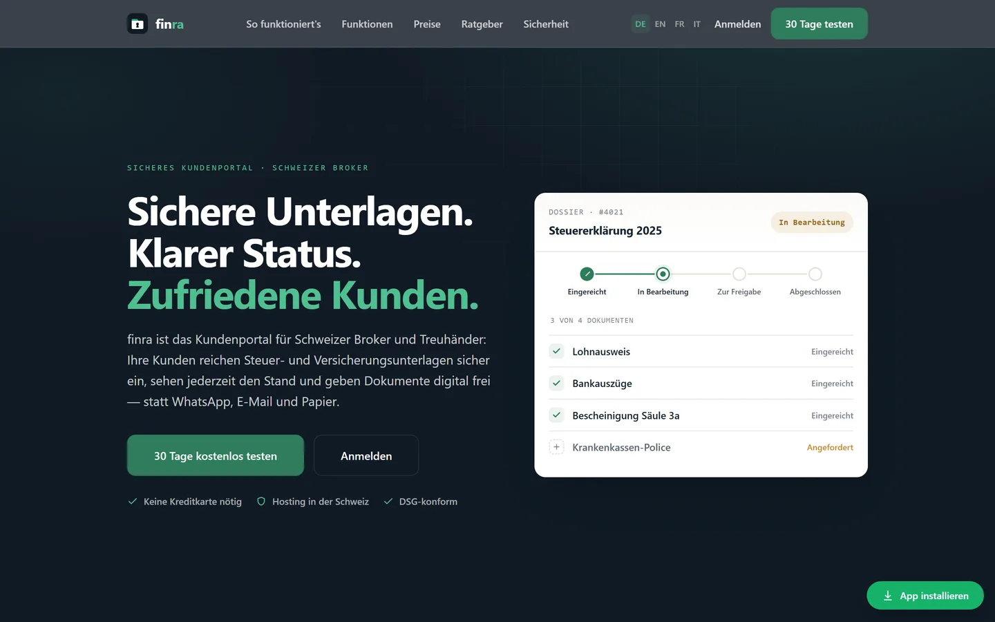 finra.ch on screen