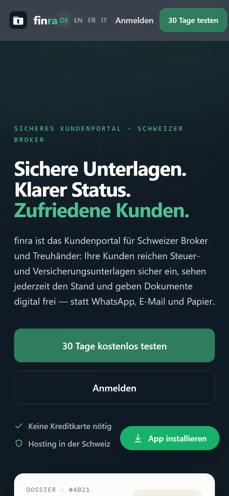 finra.ch auf dem Handy