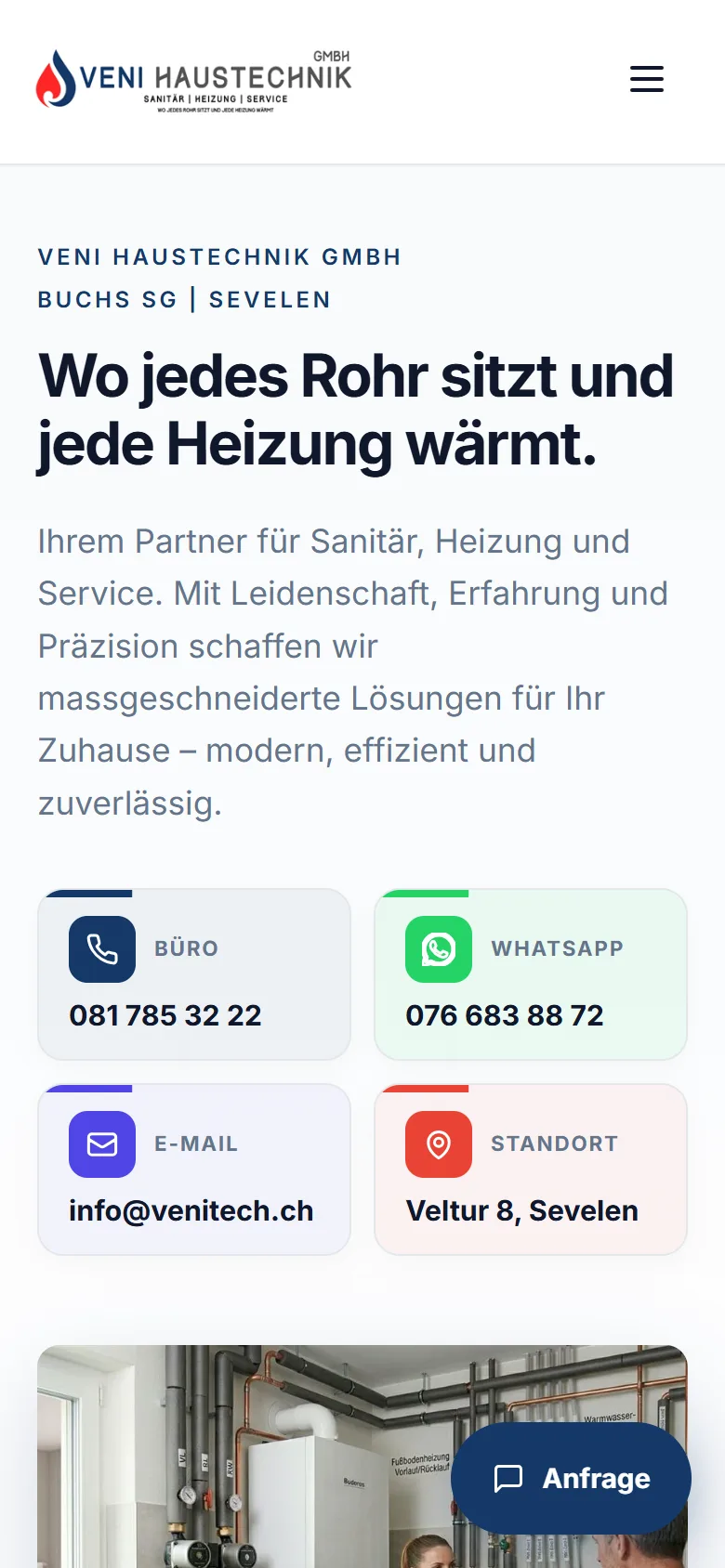 venitech.ch on mobile